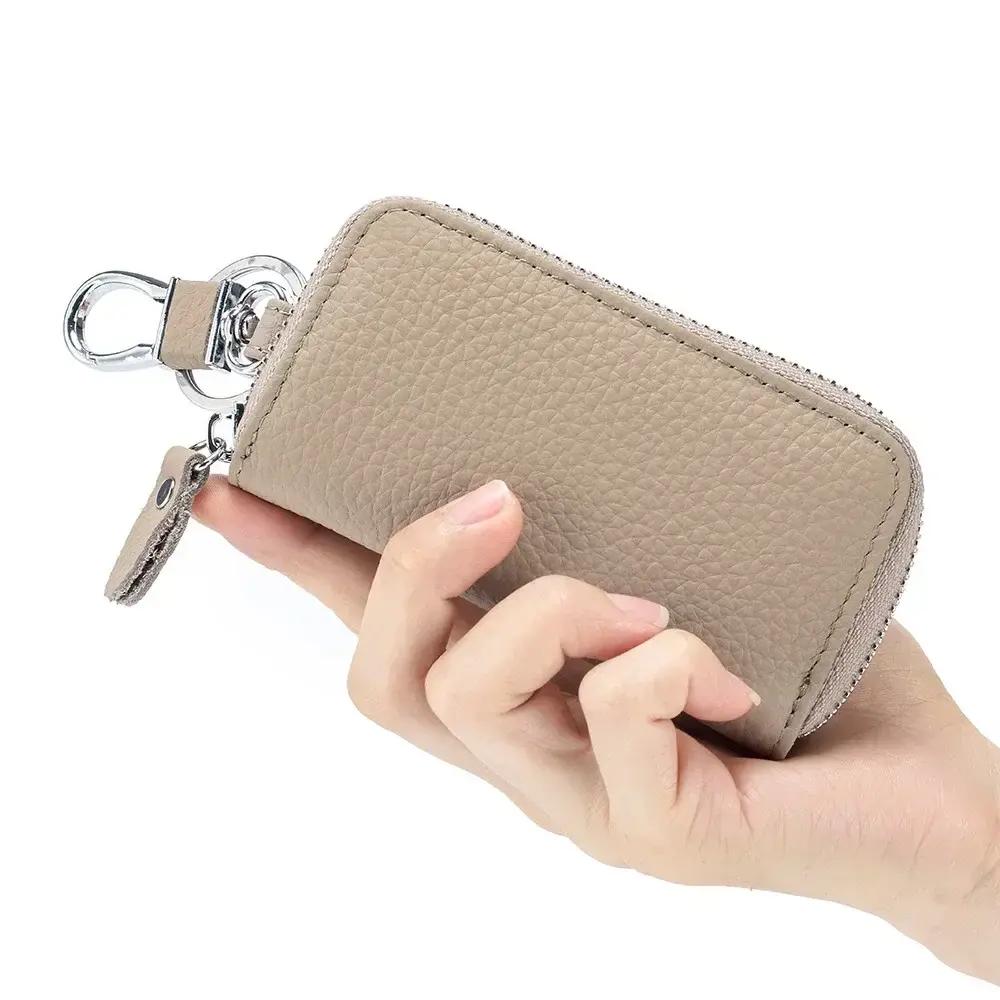 Genuine Leather Key Wallet Organizer Bag for Men Women Multifunctional Car Key Case Pouch Mini Purse
