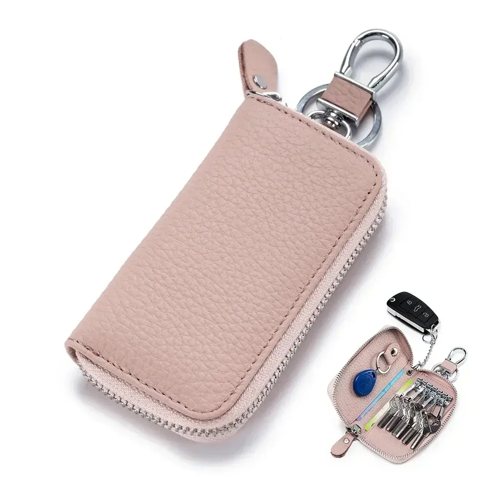 Genuine Leather Key Wallet Organizer Bag for Men Women Multifunctional Car Key Case Pouch Mini Purse