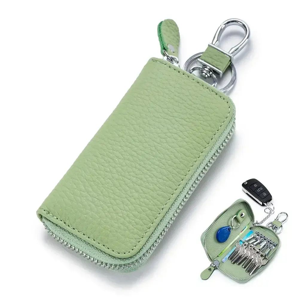 Genuine Leather Key Wallet Organizer Bag for Men Women Multifunctional Car Key Case Pouch Mini Purse
