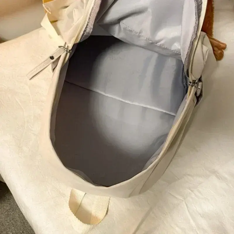 Waterproof Nylon Backpack for Women Simple Solid Color Bookbag Travel Backpack for Student Girls School Bag Female Shoulder Bags