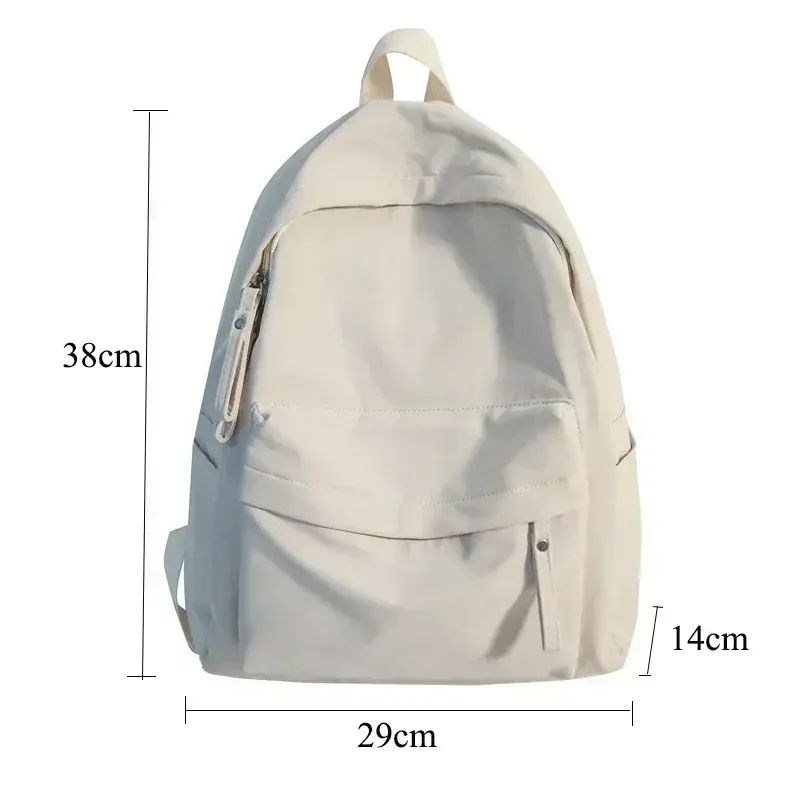 Waterproof Nylon Backpack for Women Simple Solid Color Bookbag Travel Backpack for Student Girls School Bag Female Shoulder Bags