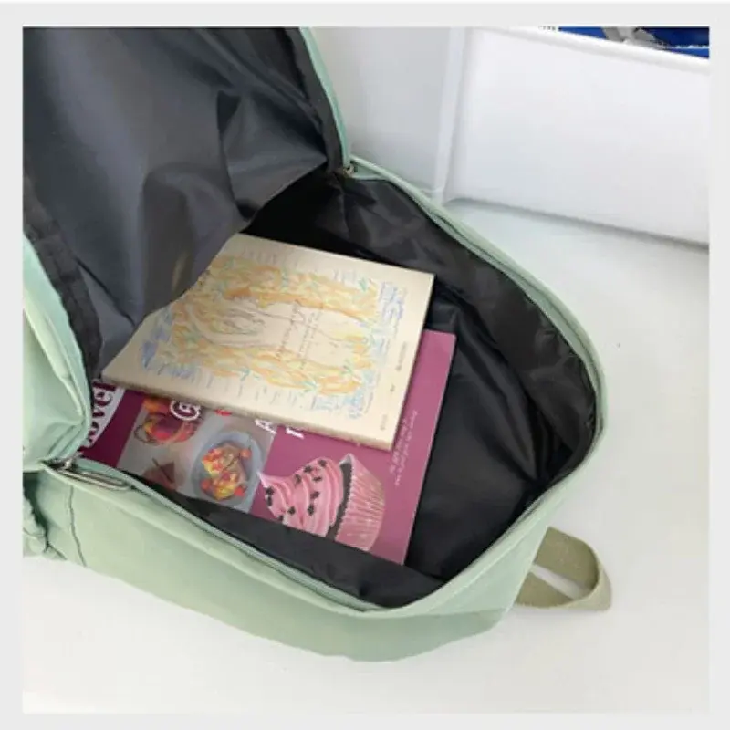 Women Schoolbag Waterproof Large Capacity School Backpack Simple Zipper Solid Color Girl Casual School Bag Student Backpack