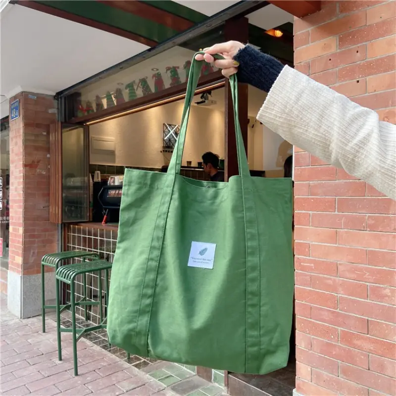 Fashion Women's Soft Cloth Shoulder Bag Solid Color Student Canvas Tote Bags Casual Style Big Handbags Shopping Bag for Women