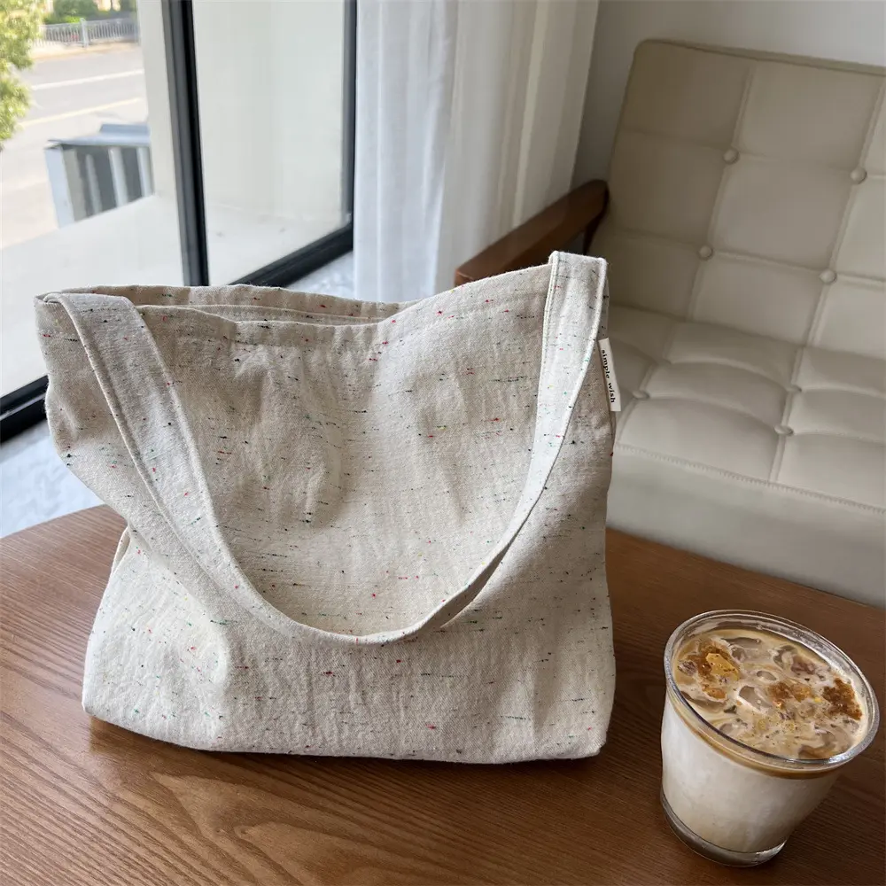Canvas Shoulder Bag Women's Tote Bag Simple Casual Large Capacity Handbags for Women Travel Solid Shopper Bag