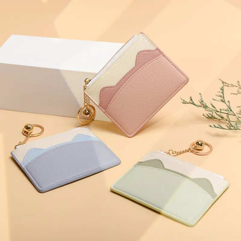Cute Cat Women Mini ID Card Holders Business Credit Card Holder PU Leather Slim Bank Card Case Organizer Wallet