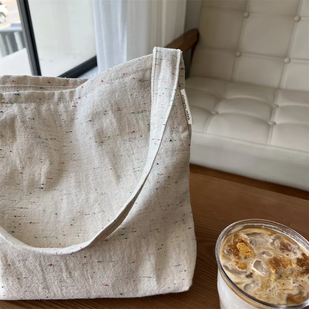 Canvas Shoulder Bag Women's Tote Bag Simple Casual Large Capacity Handbags for Women Travel Solid Shopper Bag
