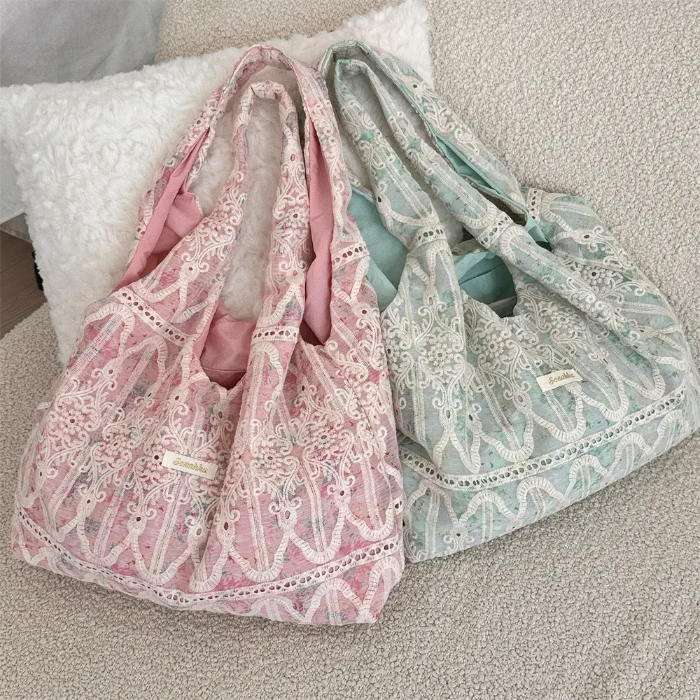 Korean Girl Lace Shoulder Bag Hand Bag Casual Tote Reusable Shopping Bags Women Handbags New Fashion Summer Beach Bag