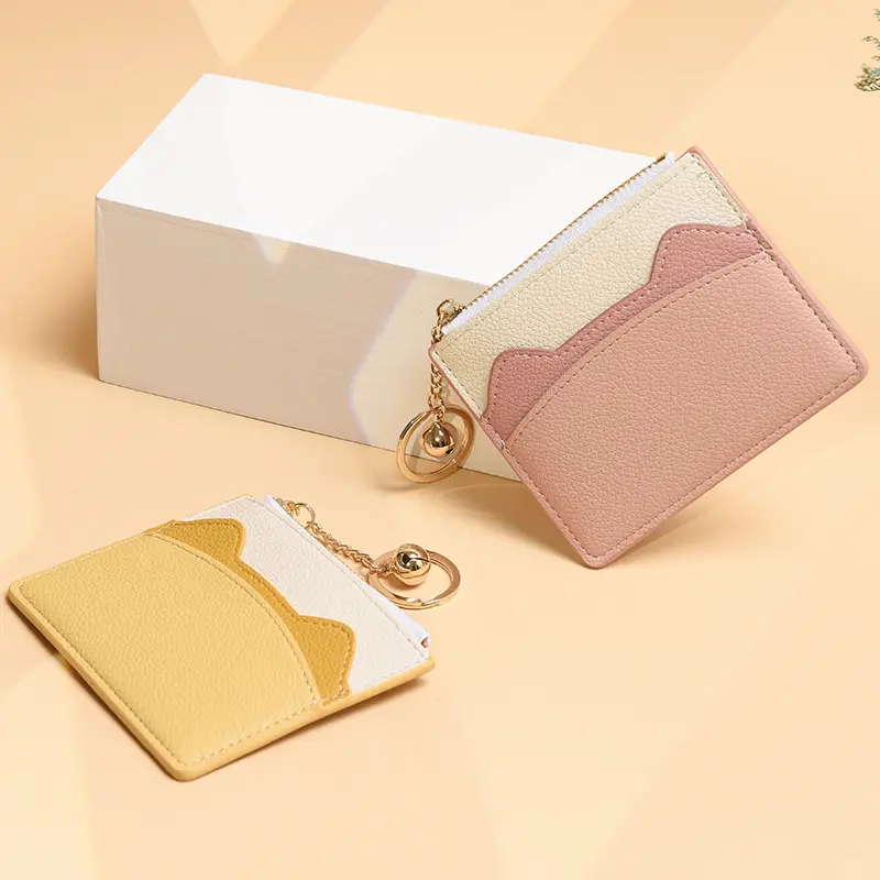 Cute Cat Women Mini ID Card Holders Business Credit Card Holder PU Leather Slim Bank Card Case Organizer Wallet