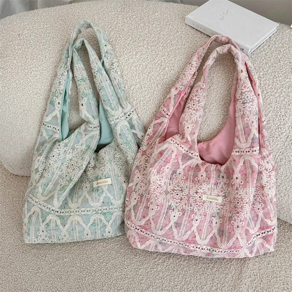 Korean Girl Lace Shoulder Bag Hand Bag Casual Tote Reusable Shopping Bags Women Handbags New Fashion Summer Beach Bag