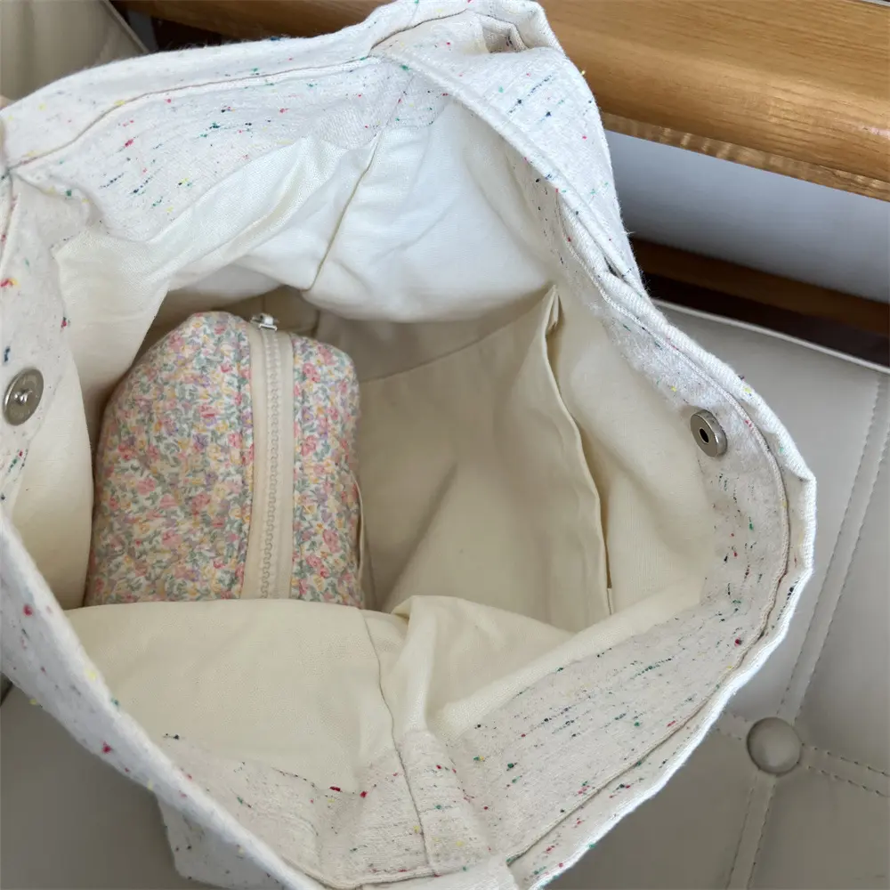 Canvas Shoulder Bag Women's Tote Bag Simple Casual Large Capacity Handbags for Women Travel Solid Shopper Bag