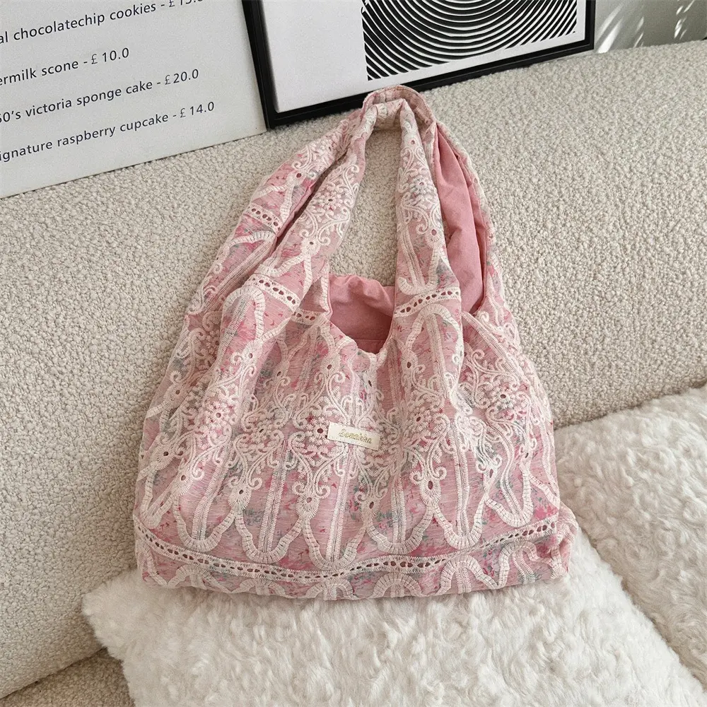 Korean Girl Lace Shoulder Bag Hand Bag Casual Tote Reusable Shopping Bags Women Handbags New Fashion Summer Beach Bag