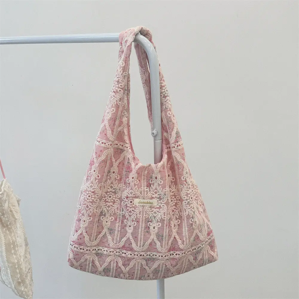 Korean Girl Lace Shoulder Bag Hand Bag Casual Tote Reusable Shopping Bags Women Handbags New Fashion Summer Beach Bag