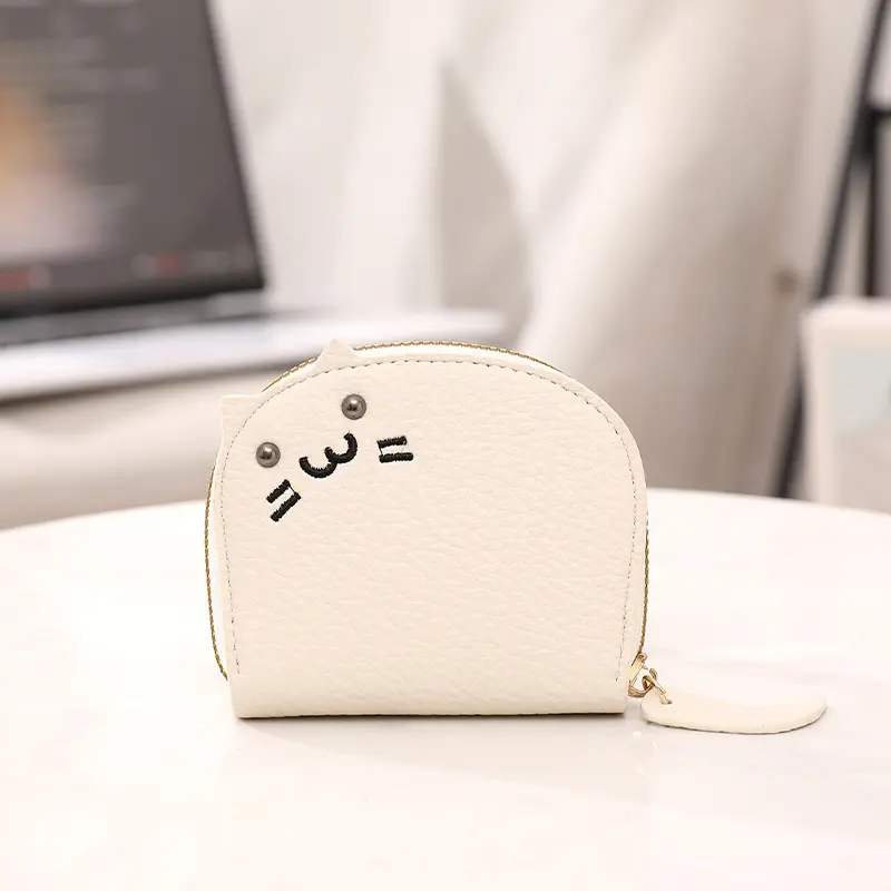 Women Small Wallet Cute Cat Girl PU Leather Coin Purse Female Hand Wallet Purse Elegant Short Card Holder Coin Mini Purse