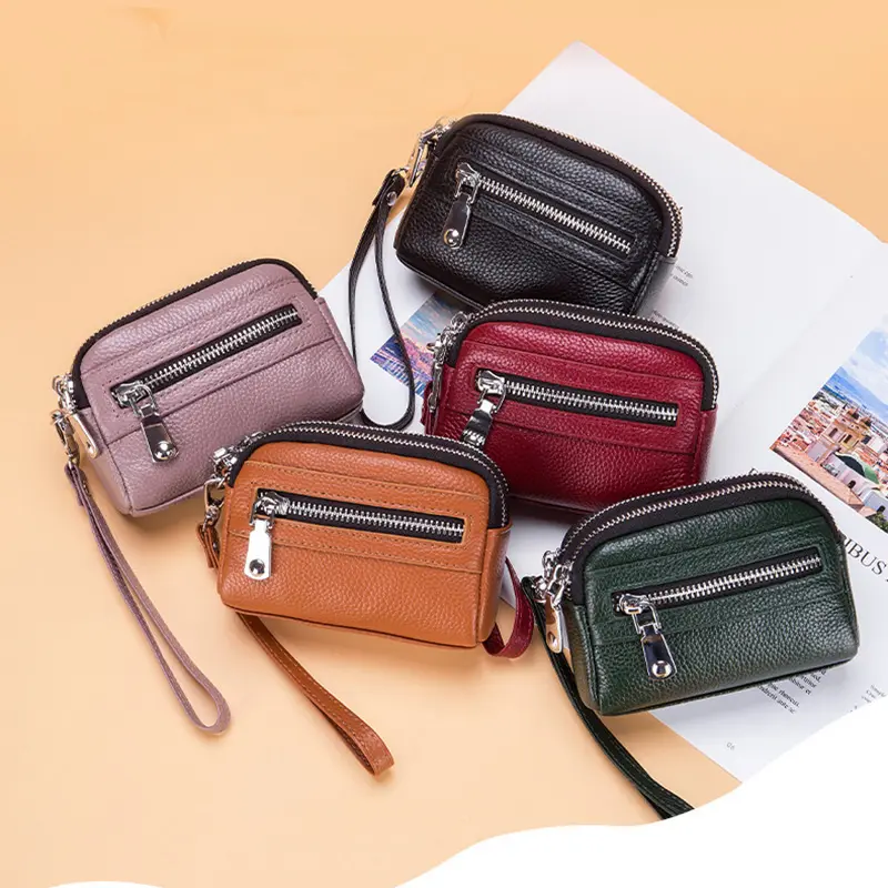 Genuine Leather Women's Wallet with Big Storage Capacity and Wrist Strap