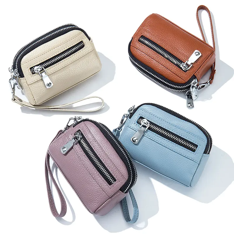 Genuine Leather Women's Wallet with Big Storage Capacity and Wrist Strap