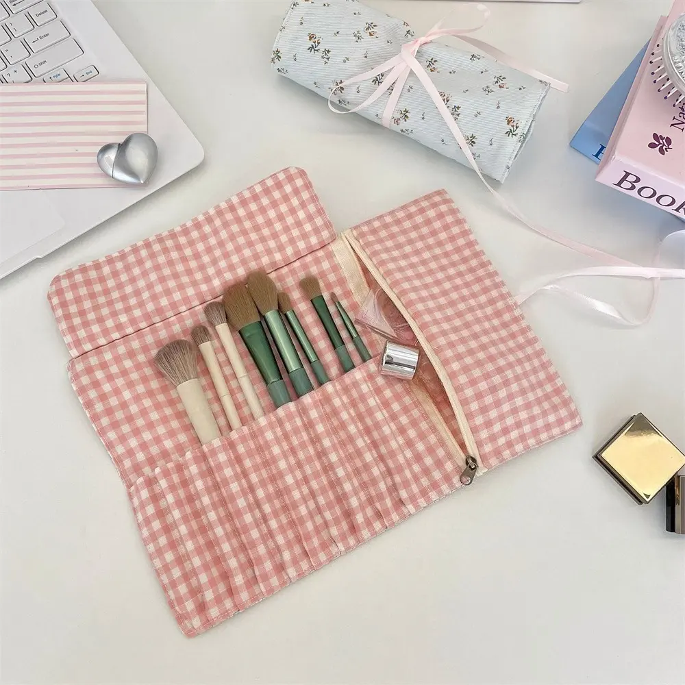Fabric Floral Patterns Cosmetic Storage Bags Large Capacity Makeup Brushes Case Women Bag Travel Brush Holder Pen Case Box