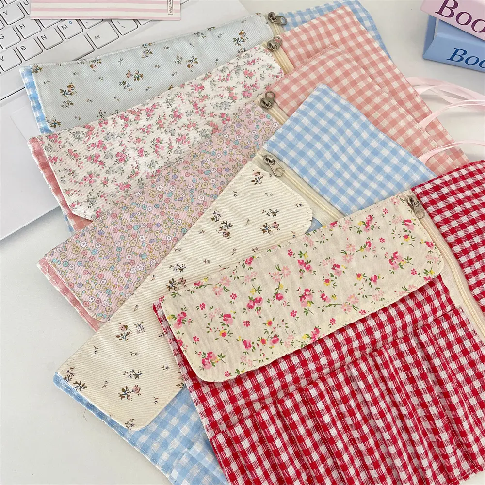 Fabric Floral Patterns Cosmetic Storage Bags Large Capacity Makeup Brushes Case Women Bag Travel Brush Holder Pen Case Box