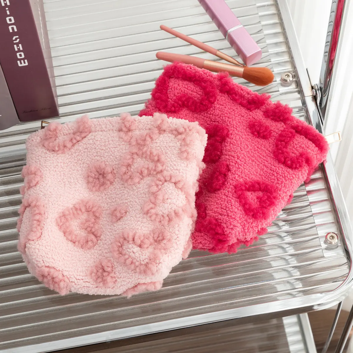 Cute Women Makeup Mini Bag Korean plush cute Portable Coin Purse Small Pouch Handbag Kawaii Female Cosmetic Storage Zipper Bag