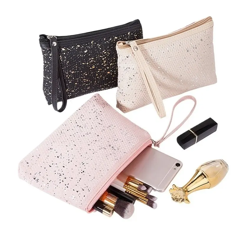 Makeup Pouch Cosmetic Bag Fashion Sequin PU Leather Makeup Bag Portable Multifunctional Cosmetic Storage Women Make Up Bags