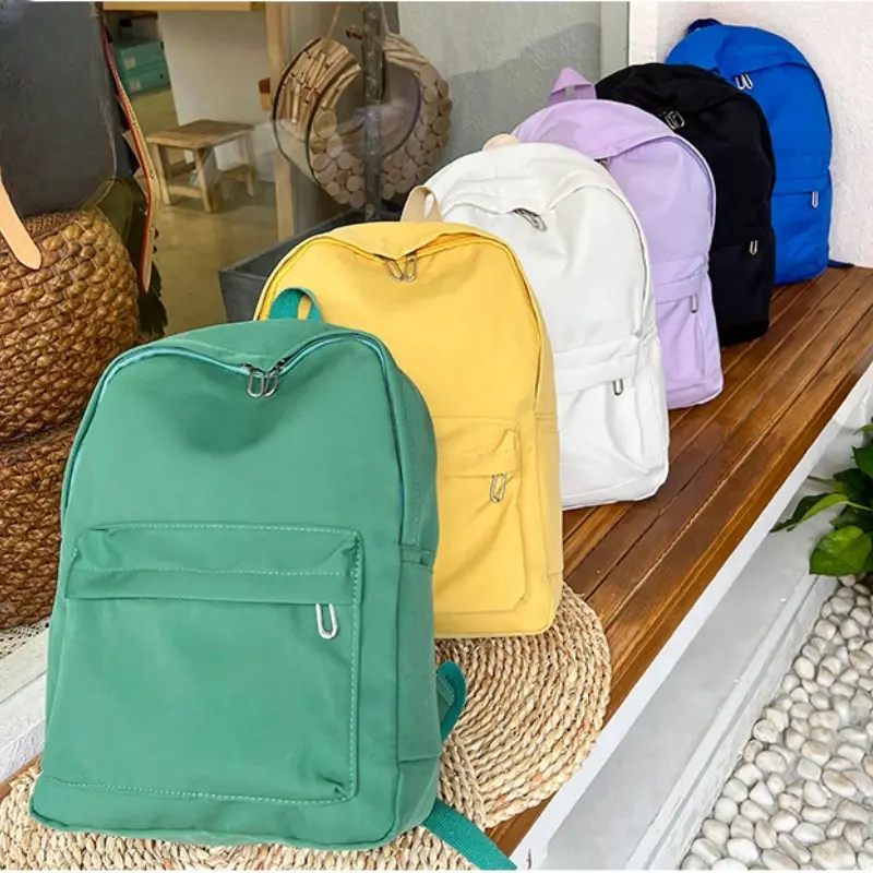 Student Solid Color Bookbag New High Quality Waterproof Nylon Women School Backpack for Teenage Girls Female Travel Bag