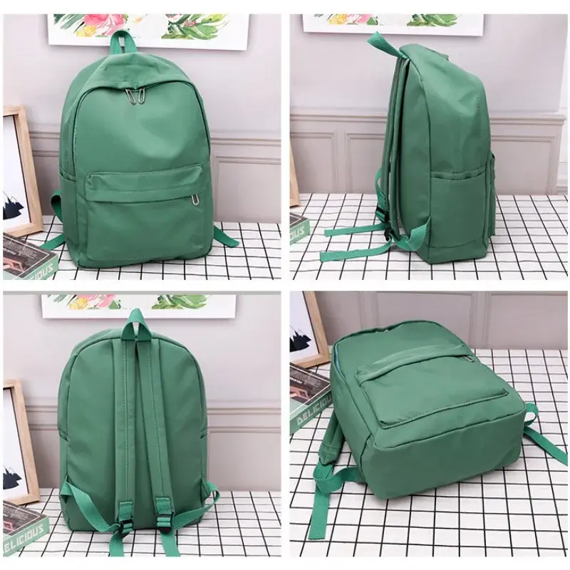 Student Solid Color Bookbag New High Quality Waterproof Nylon Women School Backpack for Teenage Girls Female Travel Bag