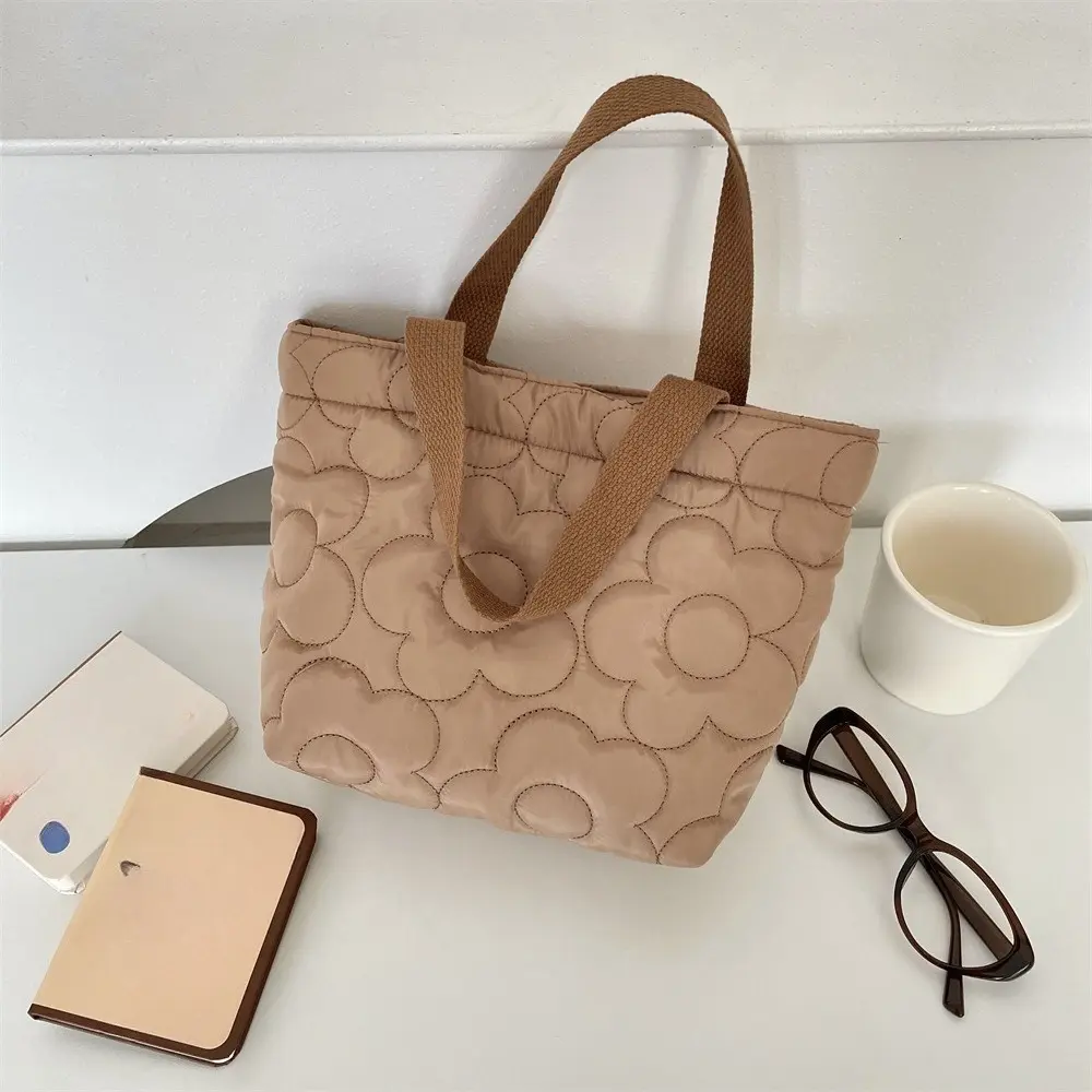 Cute Brown Floral Handbag Women Hand Bag Casual Tote Bag Student Shopping Bag for Women