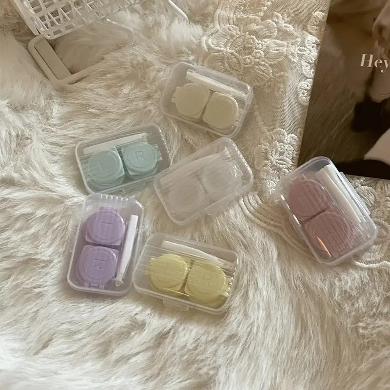 1pcs Transparent Contact Lens Case with Tweezers Suction Stick Set Portable Eye Contacts Holder Box