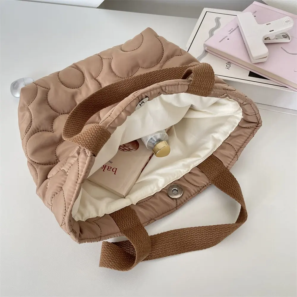 Cute Brown Floral Handbag Women Hand Bag Casual Tote Bag Student Shopping Bag for Women