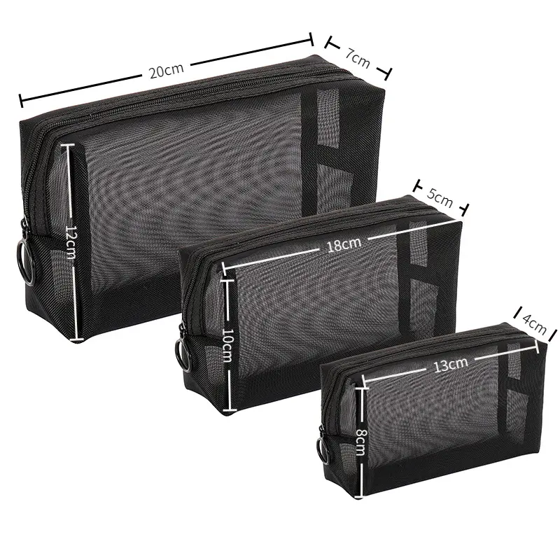Black Makeup Bags Small Large Mesh Transparent Cosmetic Bag Organizer for Cosmetics Storage Pencil Cases makeup Pouch