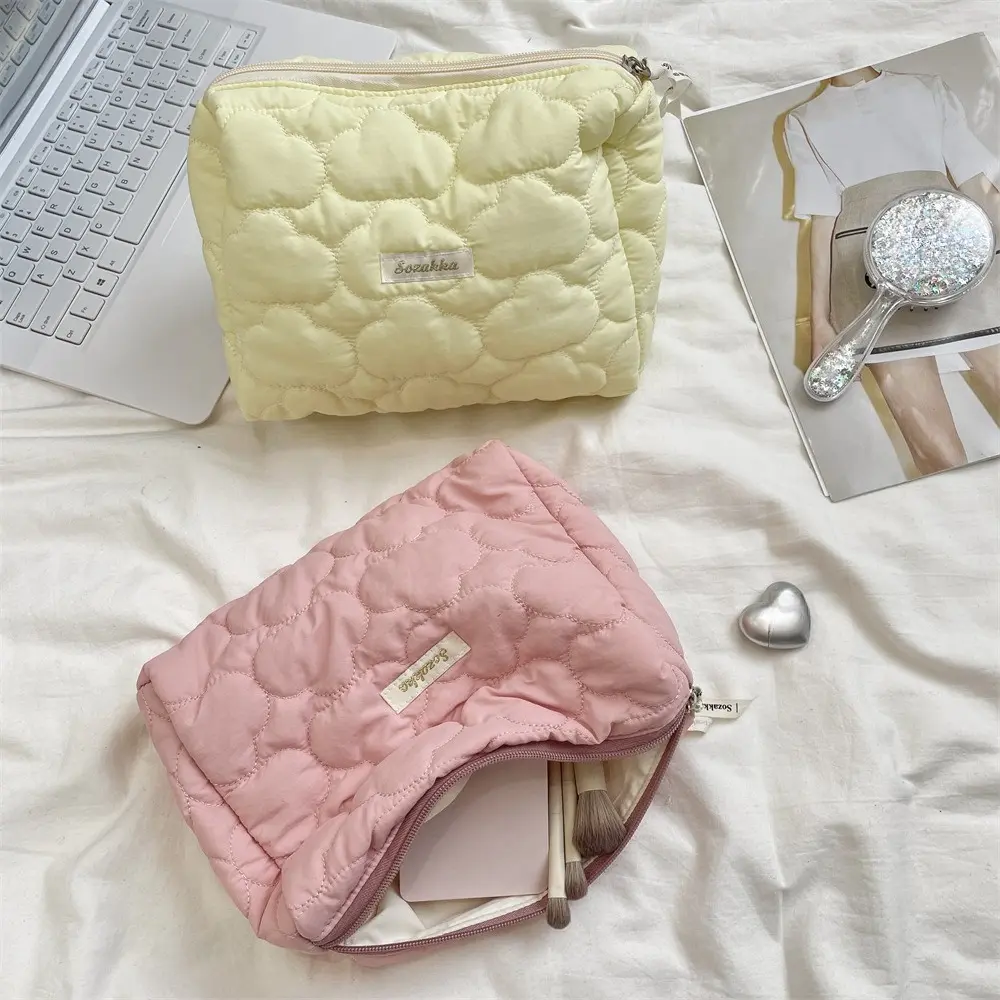 Women Cosmetic Bag Large Capacity Travel Storage Case with Zipper Casual Ladies Clutch Handbag Makeup Bag