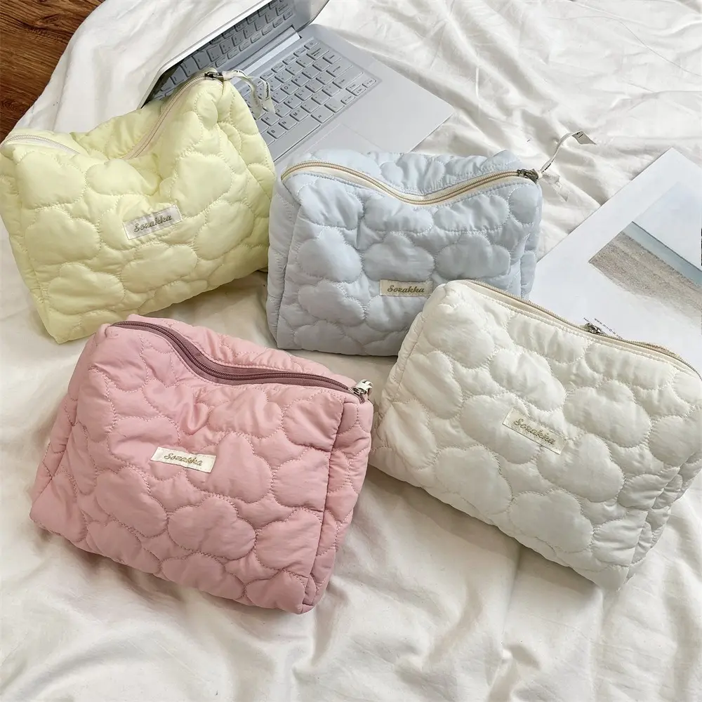 Women Cosmetic Bag Large Capacity Travel Storage Case with Zipper Casual Ladies Clutch Handbag Makeup Bag