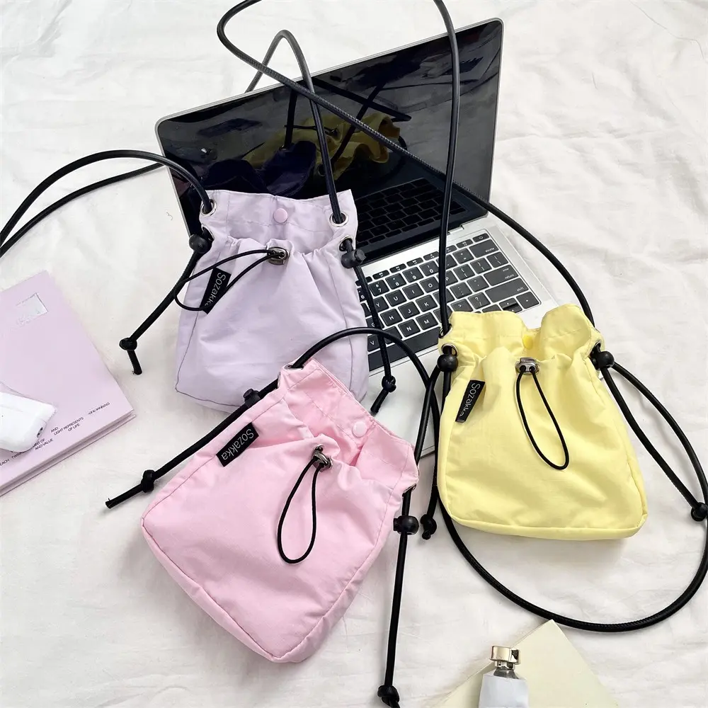 2025 New Women Single Shoulder Bag Korean Style Drawstring Phone Bag Purses and Handbags Casual Fashion Crossbody Bag