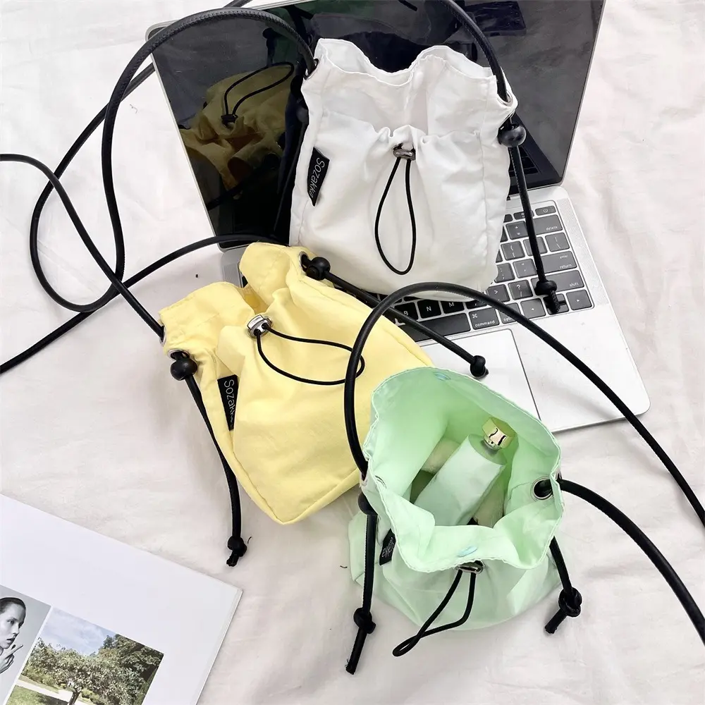 2025 New Korean Style Crossbody Bag Women Drawstring Phone Bag Fashion Casual Shoulder Purse