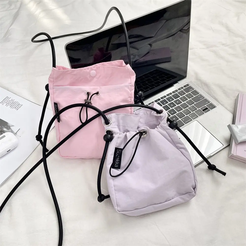2025 New Women Single Shoulder Bag Korean Style Drawstring Phone Bag Purses and Handbags Casual Fashion Crossbody Bag