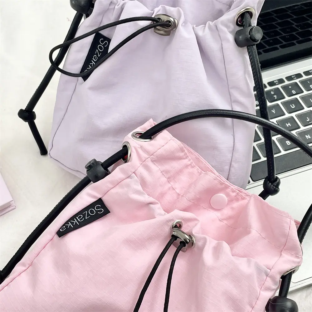 2025 New Korean Style Crossbody Bag Women Drawstring Phone Bag Fashion Casual Shoulder Purse