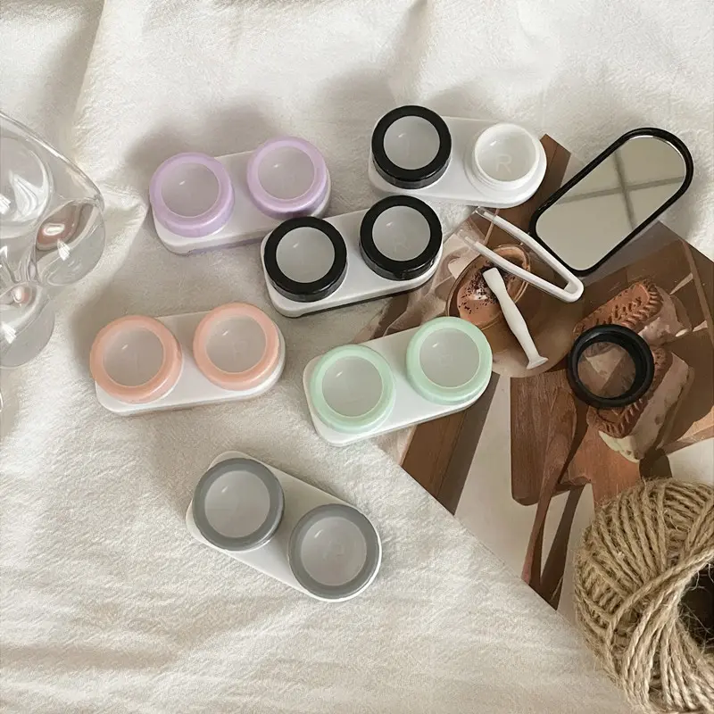 1pcs Transparent Plastic Contact Lens Case Portable Eye Contacts Holder Box with Tweezers