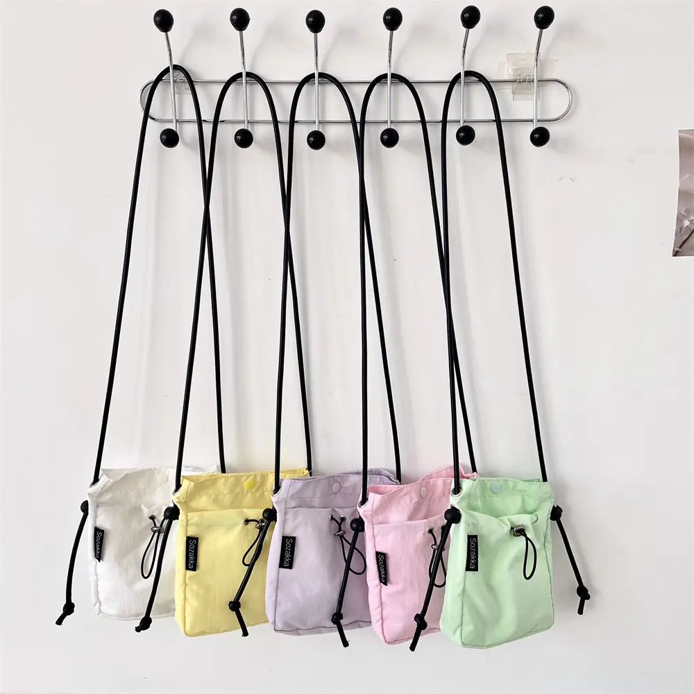 2025 New Korean Style Crossbody Bag Women Drawstring Phone Bag Fashion Casual Shoulder Purse