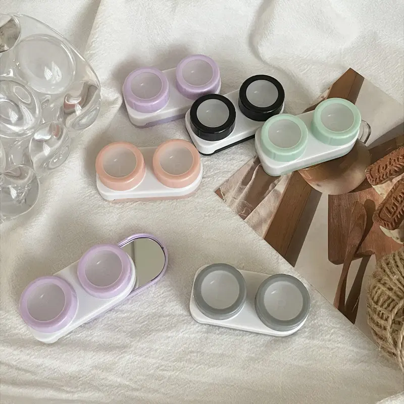 1pcs Transparent Plastic Contact Lens Case Portable Eye Contacts Holder Box with Tweezers