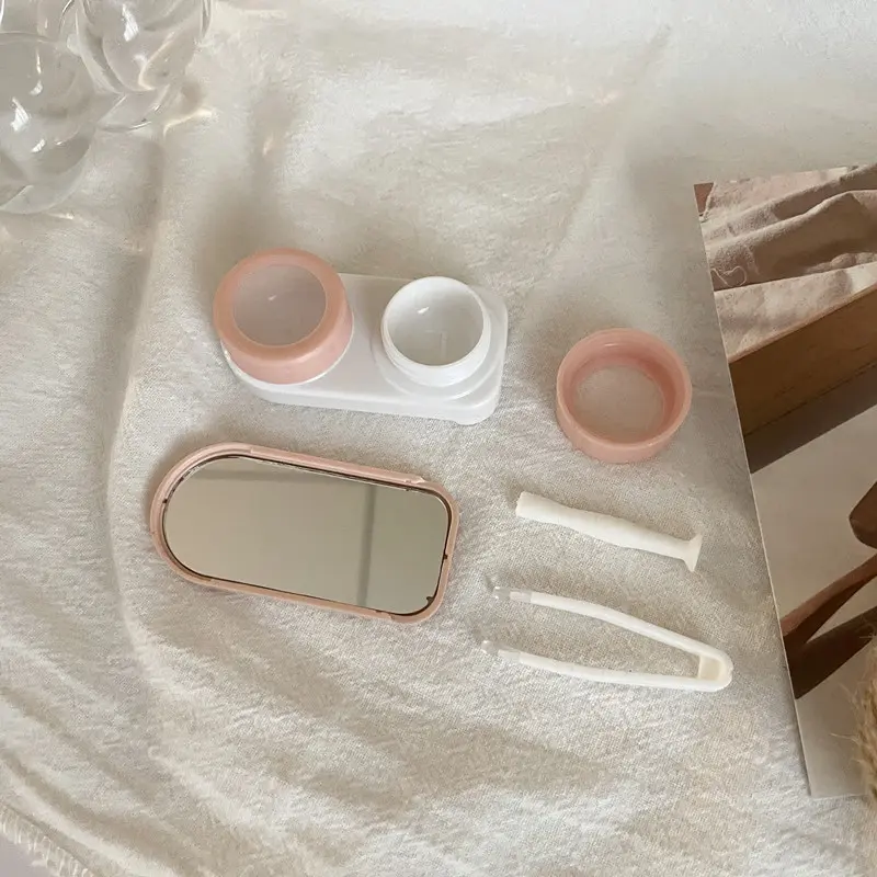 1pcs Transparent Plastic Contact Lens Case Portable Eye Contacts Holder Box with Tweezers