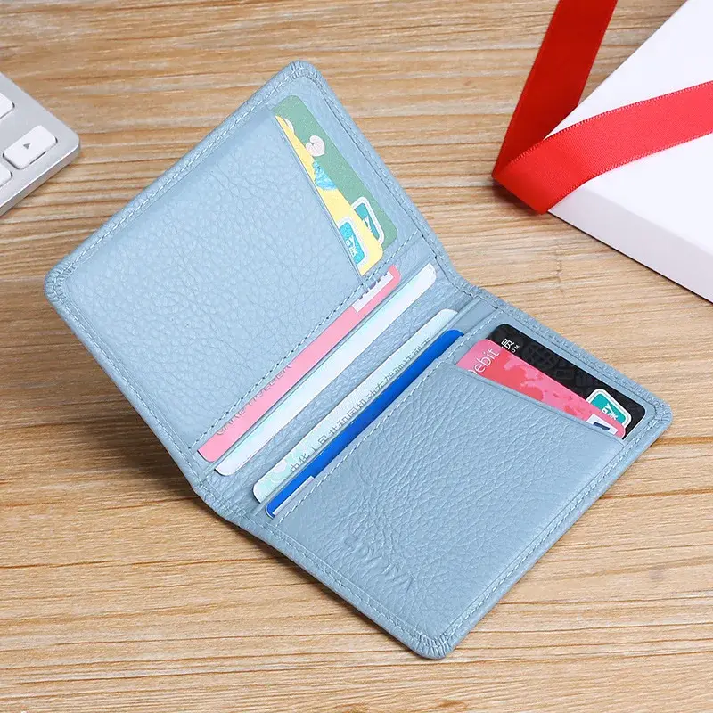 Leather Card Holder Multi Slot Wallet for Men Women Bank ID Credit Card Organizer Portable Travel