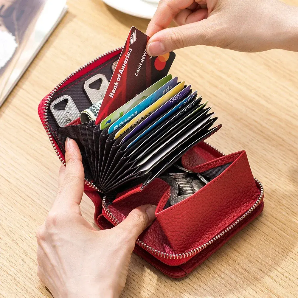 New Genuine Leather Women Wallets Portable Clutch Female Cowhide Purses Lady Small Coin Pocket Card Holder Mini Money Bag
