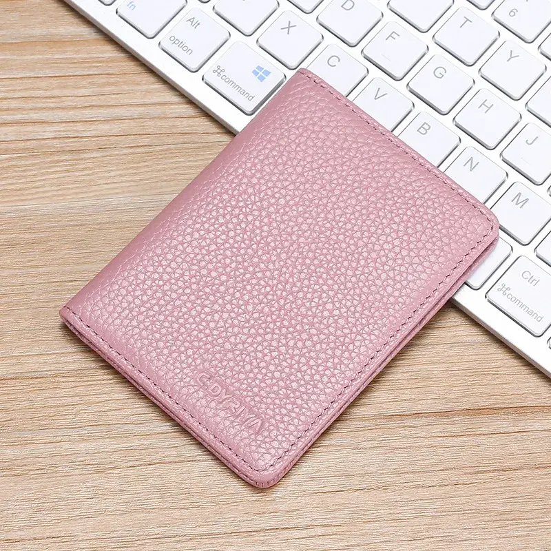 Leather Card Holder Multi Slot Wallet for Men Women Bank ID Credit Card Organizer Portable Travel