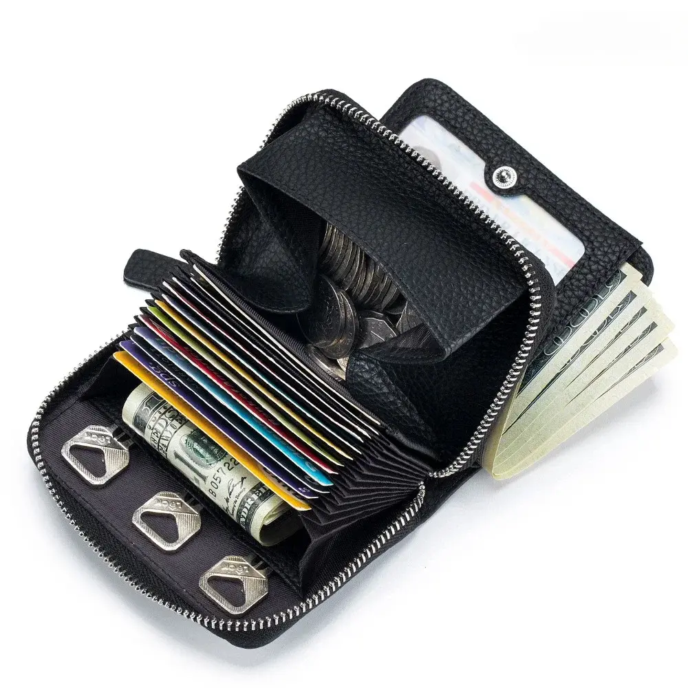 New Genuine Leather Women Wallets Portable Clutch Female Cowhide Purses Lady Small Coin Pocket Card Holder Mini Money Bag