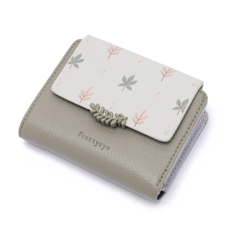 Maple Leaf Print Women Small Wallet Zipper Coin Purse Ladies Short Wallets Female Mini Square Money Bag PU Leather Card Holders