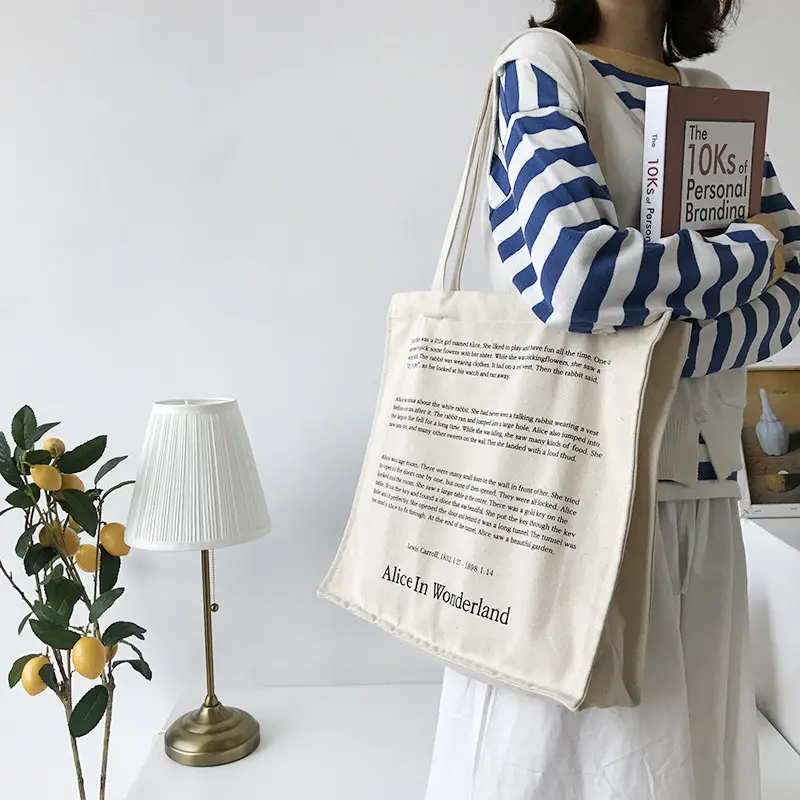 Women Canvas Shoulder Bag Fairy Tales Print Daily Shopping Bags Students Books Bag Thick Cotton Cloth Handbags Tote For Girls