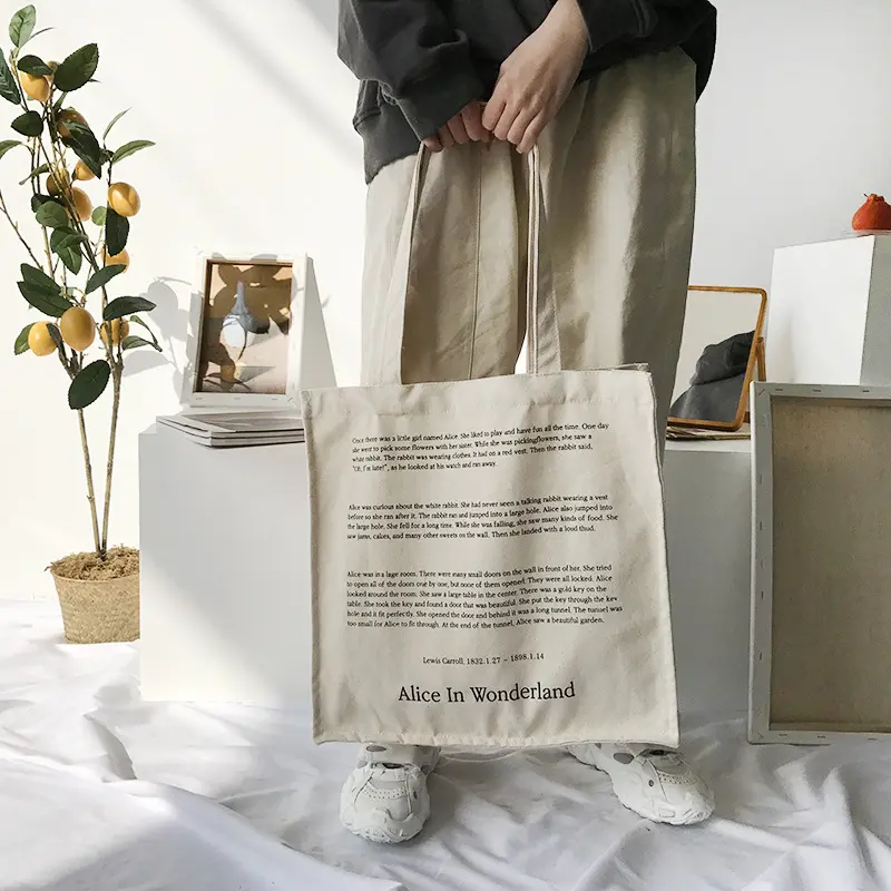 Women Canvas Shoulder Bag Fairy Tales Print Daily Shopping Bags Students Books Bag Thick Cotton Cloth Handbags Tote For Girls