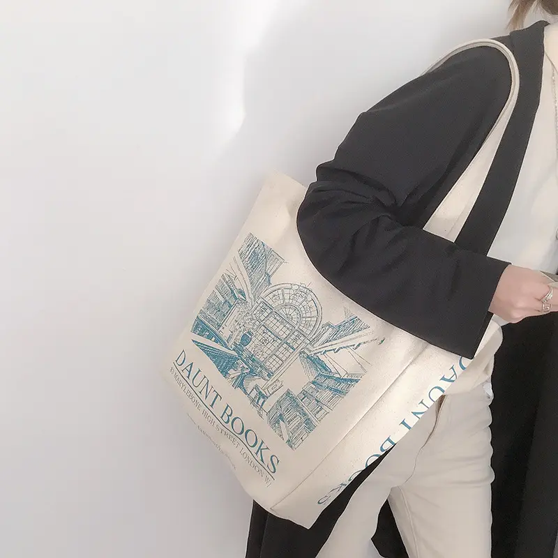 Women Canvas Shoulder Bag London Daunt Books Daily Shopping Bags Students Book Bag Cotton Cloth Handbags Large Tote For Girls