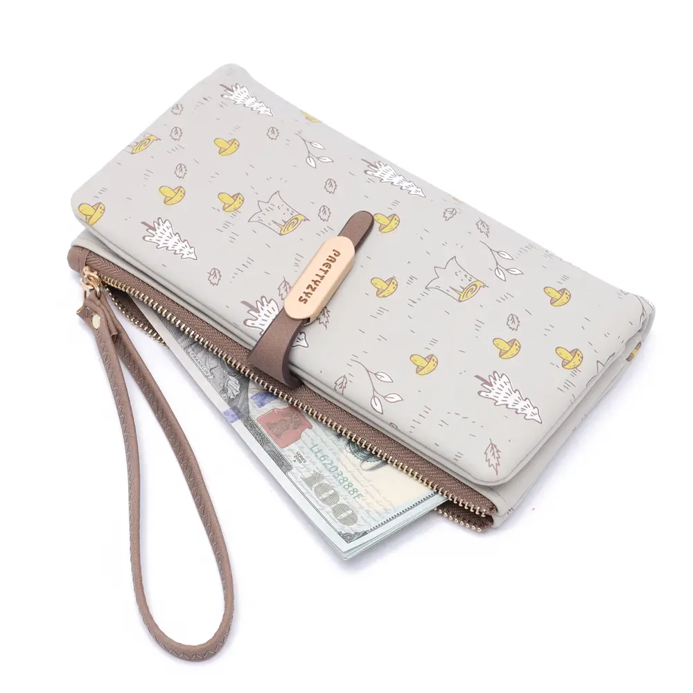 Women Long Wallet Pattern Cute Trees Forest Design Girl Zipper Coin Purse Lady ID Credit Card Holder PU Leather Clutch Money Bag