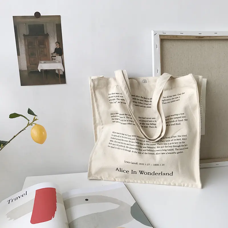 Women Canvas Shoulder Bag Fairy Tales Print Daily Shopping Bags Students Books Bag Thick Cotton Cloth Handbags Tote For Girls