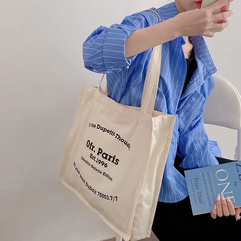 Women Canvas Shoulder Bag Paris Print Cotton Handbag Student Books Tote Large Capacity Cloth Shopping Bags Ladies Eco Purse